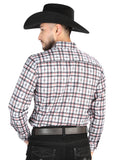 Camisa Vaquera de Hombre El Señor de los Cielos Manga Larga Casual en 97% Poliéster 3% Spandex Color Negro/Blanco 44703