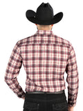 Camisa Vaquera de Hombre El Señor de los Cielos Manga Larga Casual en 97% Poliéster 3% Spandex Color Beige/Rojo 44711