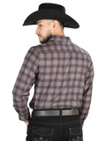 Camisa Vaquera de Hombre El Señor de los Cielos Mocha/olive Manga Larga Casual en 97% Poliéster 3% Spandex 44712