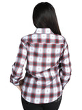 Camisa Vaquera de Mujer El Señor de los Cielos Manga Larga Casual en 97% Poliéster 3% Spandex Color Negro/Rojo 44718