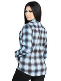 Camisa Vaquera de Mujer El Señor de los Cielos Manga Larga Casual en 97% Poliéster 3% Spandex Color Negro/Beige 44719