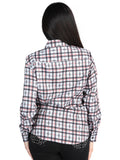 Camisa Vaquera de Mujer El Señor de los Cielos Manga Larga Casual en 97% Poliéster 3% Spandex Color Negro/Blanco 44720