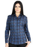 Camisa Vaquera de Mujer El Señor de los Cielos Manga Larga Casual en 97% Poliéster 3% Spandex Color Negro/Azul 44721