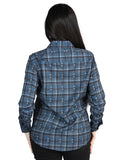 Camisa Vaquera de Mujer El Señor de los Cielos Manga Larga Casual en 97% Poliéster 3% Spandex Color Gris/Blanco 44723