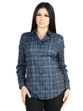 Camisa Vaquera de Mujer El Señor de los Cielos Manga Larga Casual en 97% Poliéster 3% Spandex Color Gris/Blanco 44723