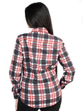 Camisa Vaquera de Mujer El Señor de los Cielos Manga Larga Casual en 97% Poliéster 3% Spandex Color Blanco/Rojo 44724