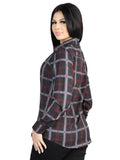 Camisa Vaquera de Mujer El Señor de los Cielos Manga Larga Casual en 97% Poliéster 3% Spandex Color Negro/Gris 44726
