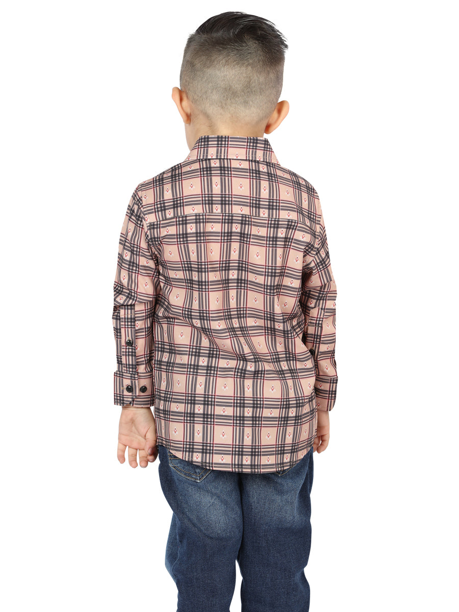 el General Beige/negro Casual Long - Sleeve Camisa 44731