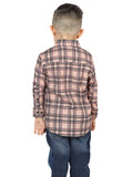 Camisa Vaquera de Niño El Señor de los Cielos Manga Larga Casual en 97% Poliéster 3% Spandex Color Beige/Negro 44731