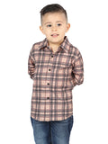 Camisa Vaquera de Niño El Señor de los Cielos Manga Larga Casual en 97% Poliéster 3% Spandex Color Beige/Negro 44731