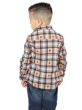 Camisa Vaquera de Niño El Señor de los Cielos Manga Larga Casual en 97% Poliéster 3% Spandex Color Beige/Negro 44732