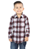 Camisa Vaquera de Niño El Señor de los Cielos Manga Larga Casual en 97% Poliéster 3% Spandex Color Negro/Rojo 44735