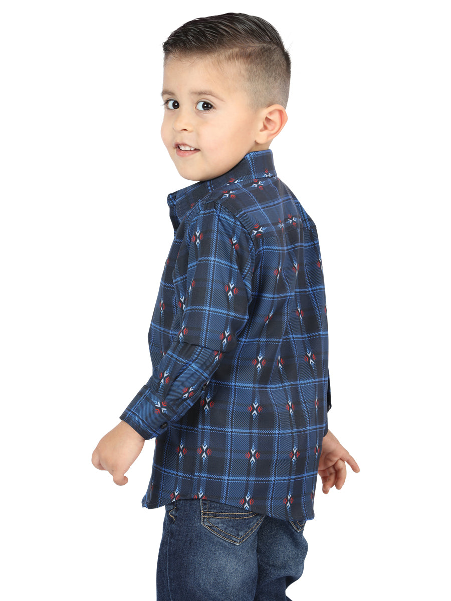 el General Negro/azul Casual Long - Sleeve Camisa 44738