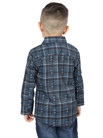 el General Azul Marino/blanco Casual Long - Sleeve Camisa 44740