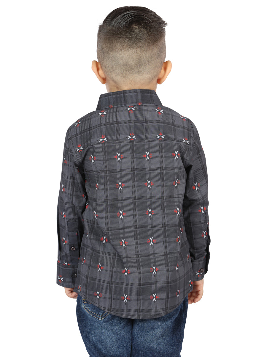 el General Gris/café Casual Long - Sleeve Camisa 44742