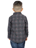 Camisa Vaquera de Niño El Señor de los Cielos Manga Larga Casual en 97% Algodón 3% Spandex Color Gris/Café 44742