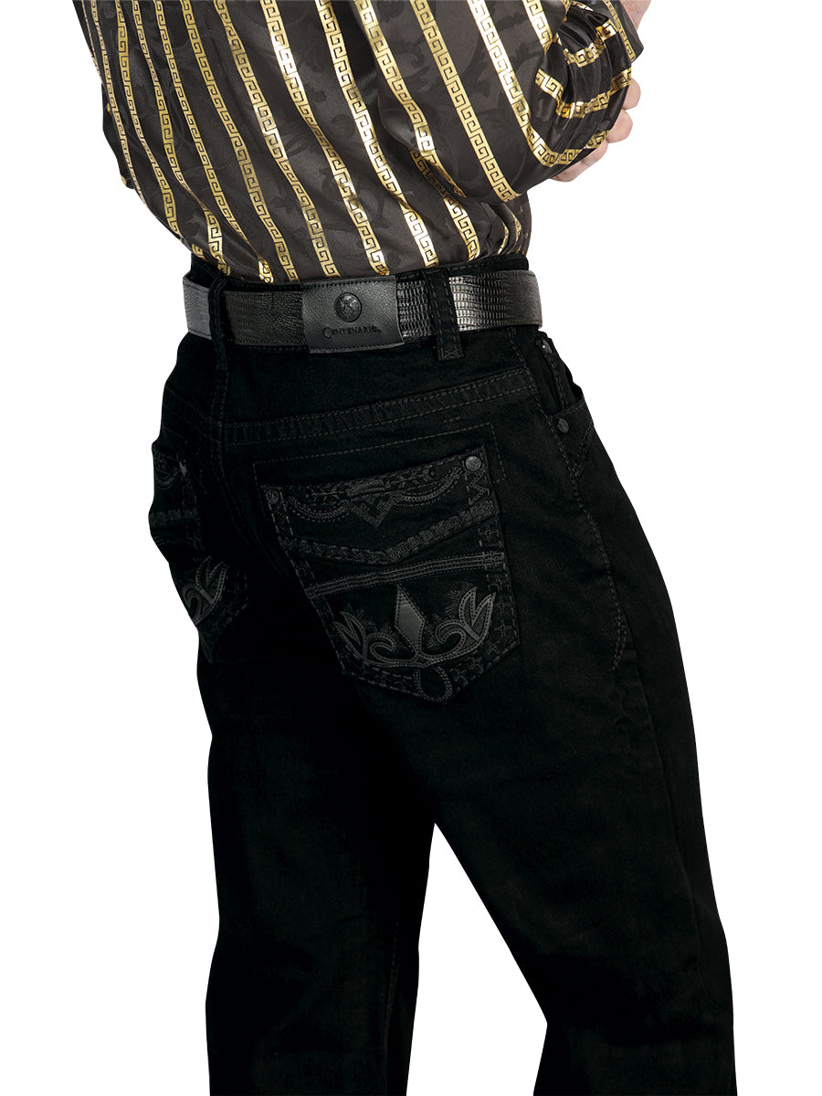 Pantalón de Mezclilla de Hombre Centenario ZD-1008 en Mezclilla Color Negro 44840