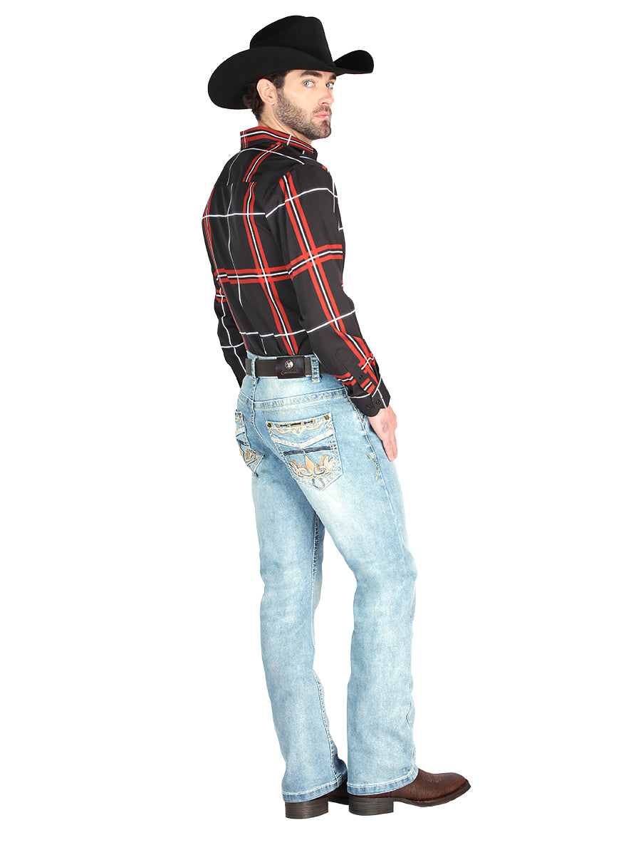 Pantalón de Mezclilla de Hombre Centenario ZD-1008 en Mezclilla Color Azul Claro 44842