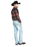 Pantalón de Mezclilla de Hombre Centenario ZD-1008 en Mezclilla Color Azul Claro 44842