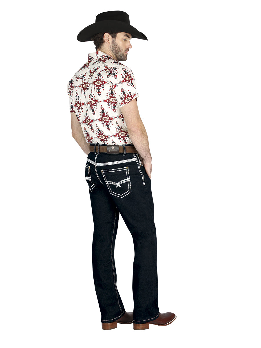 Pantalón de Mezclilla de Hombre Centenario ZD-1005 en Mezclilla Color Azul 44844