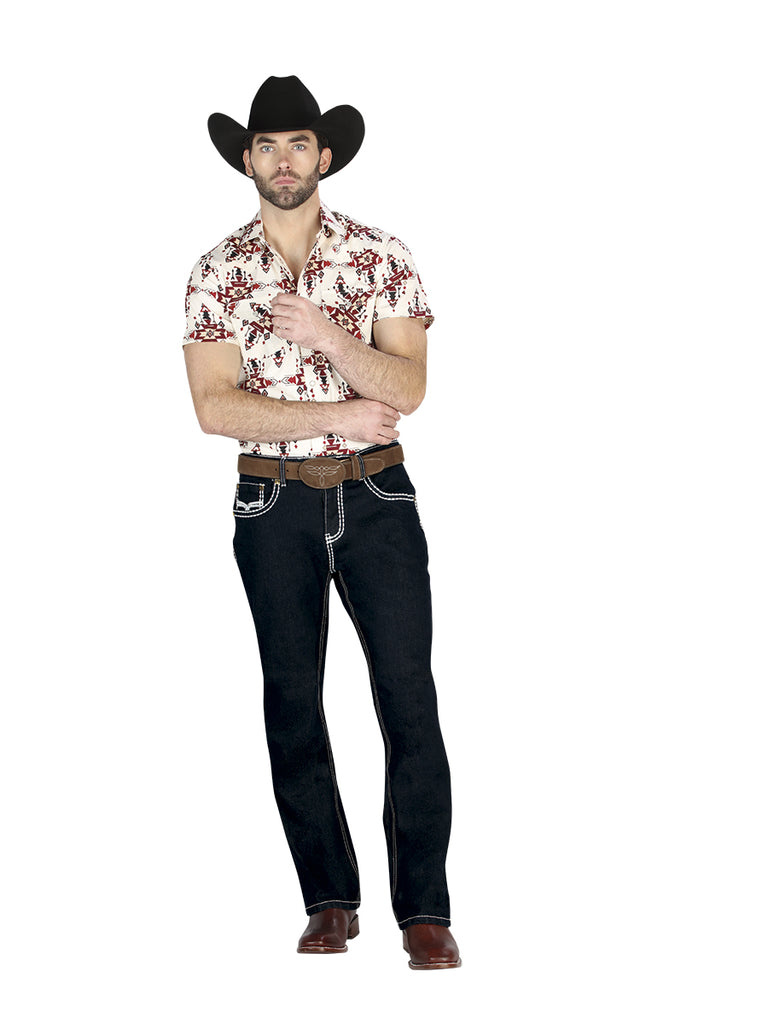 Pantalón de Mezclilla de Hombre Centenario ZD-1005 en Mezclilla Color Azul 44844