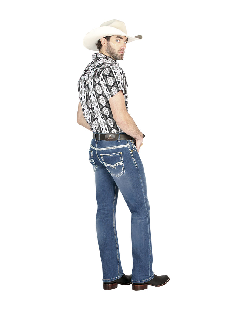 Pantalón de Mezclilla de Hombre Centenario ZD-1005 en Mezclilla Color Azul 44845