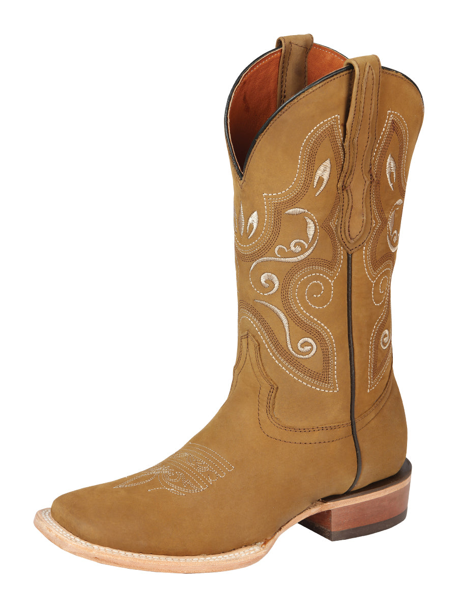 Bota Vaquera Rodeo Mujer El General Piel Olio Nobuck Bovino Miel - Modelo 44848