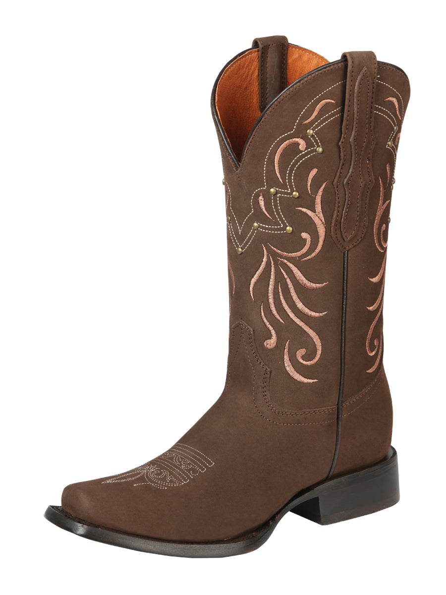 Bota Vaquera Rodeo Mujer El General Piel Nobuck Bovino Camel - Modelo 44849