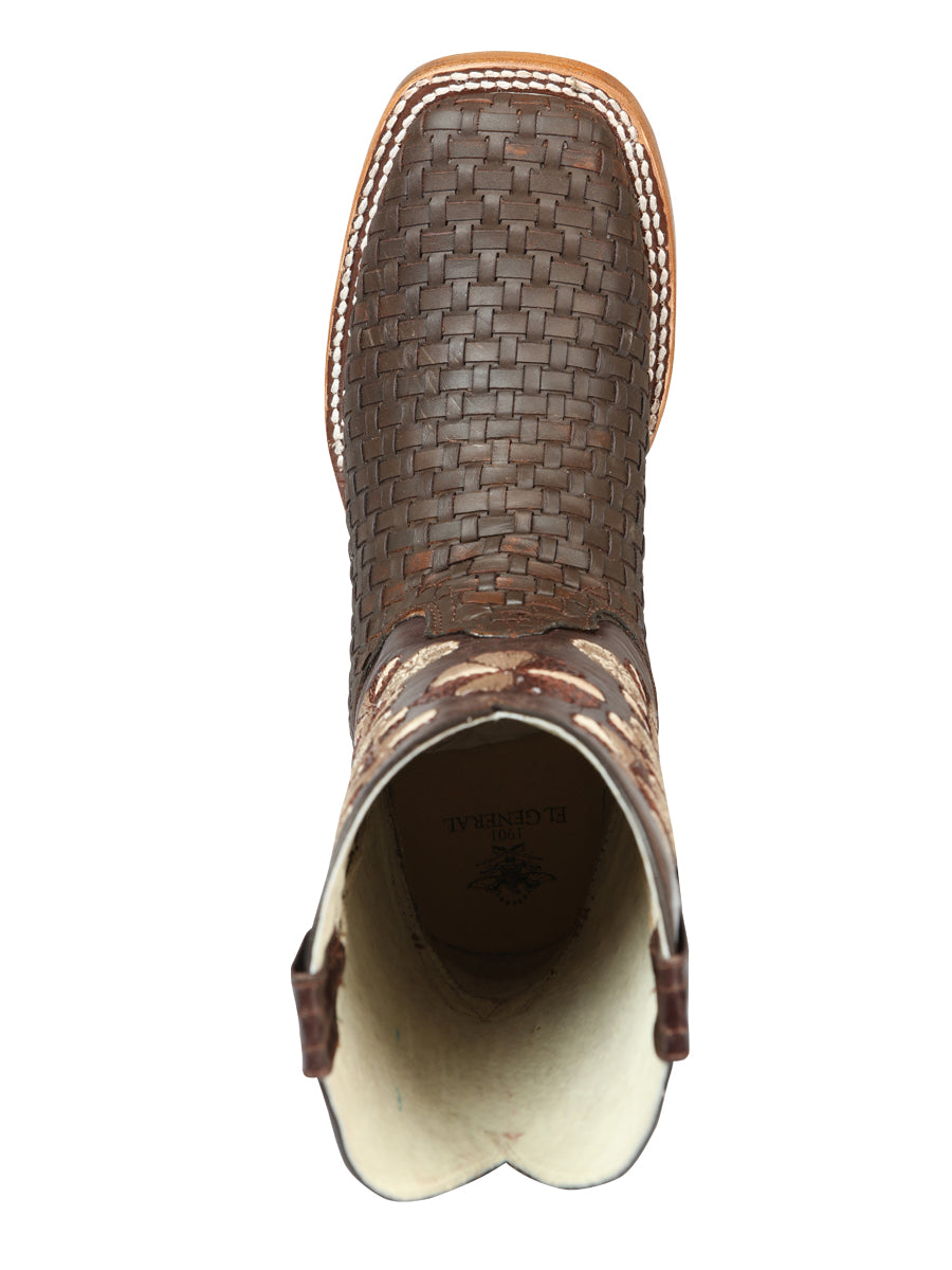 Bota Vaquera de Mujer El General Rodeo en Piel Crazy Color Café 44855