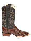 Bota Vaquera Rodeo Hombre El Señor de los Cielos Piel Bovino Grabado Monster Fish Café - Modelo 44931
