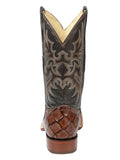 Bota Vaquera Rodeo Hombre El Señor de los Cielos Piel Bovino Grabado Monster Fish Café - Modelo 44931