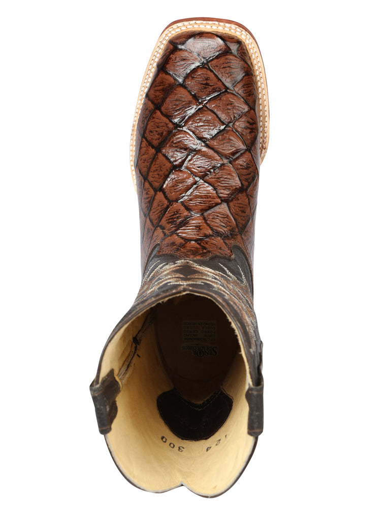 Bota Vaquera de Hombre El Señor de los Cielos Rodeo en Piel Color Café 44931
