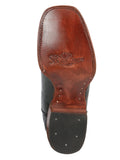 Bota Vaquera Rodeo Hombre El Señor de los Cielos Piel Bovino Grabado Avestruz Negro - Modelo 44935