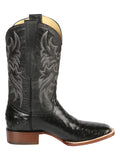 Bota Vaquera Rodeo Hombre El Señor de los Cielos Piel Bovino Grabado Avestruz Negro - Modelo 44935