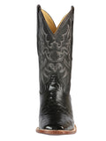 Bota Vaquera Rodeo Hombre El Señor de los Cielos Piel Bovino Grabado Avestruz Negro - Modelo 44935