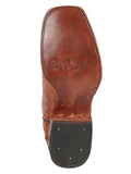 Bota Vaquera Rodeo Hombre El Señor de los Cielos Piel Bovino Grabado Avestruz Cognac - Modelo 44936