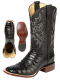 Bota Vaquera Rodeo Hombre El Señor de los Cielos Piel Bovino Grabado Cocodrilo Negro - Modelo 44938