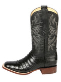 Bota Vaquera Rodeo Hombre El Señor de los Cielos Piel Bovino Grabado Cocodrilo Negro - Modelo 44938