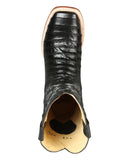 Bota Vaquera Rodeo Hombre El Señor de los Cielos Piel Bovino Grabado Cocodrilo Negro - Modelo 44938