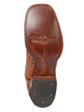 Bota Vaquera Rodeo Hombre El Señor de los Cielos Piel Bovino Grabado Cocodrilo Cognac - Modelo 44939