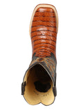 Bota Vaquera Rodeo Hombre El Señor de los Cielos Piel Bovino Grabado Cocodrilo Cognac - Modelo 44939