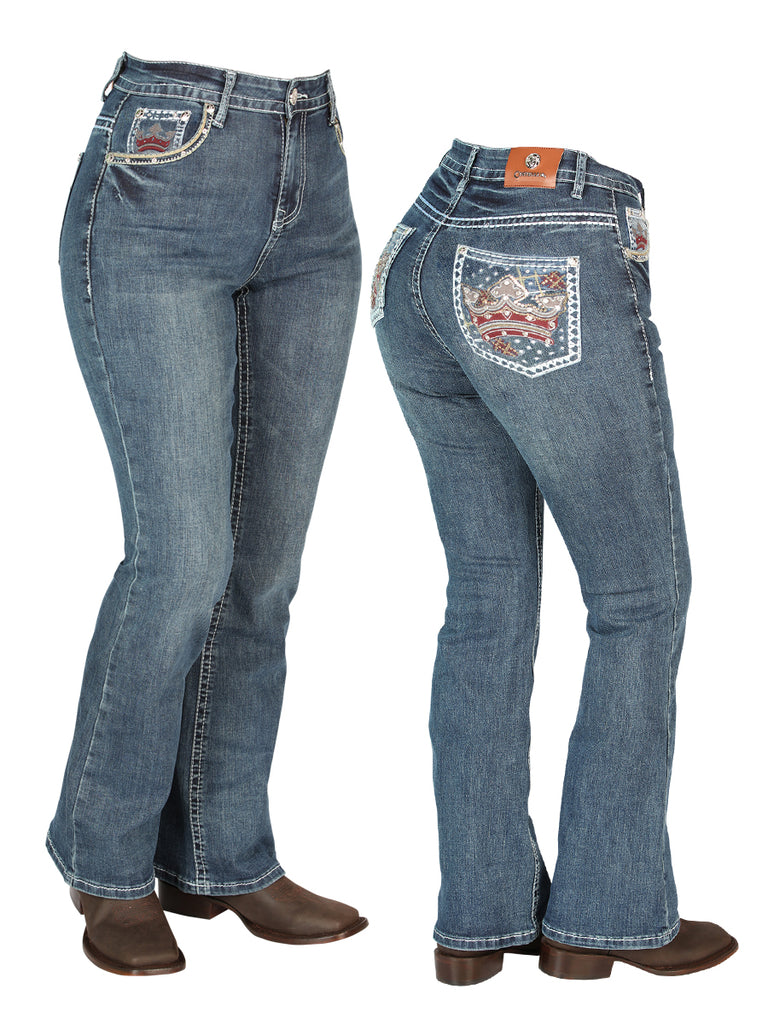Dama Oscuro - Azul Centenario Pantalón de Mezclilla 44962