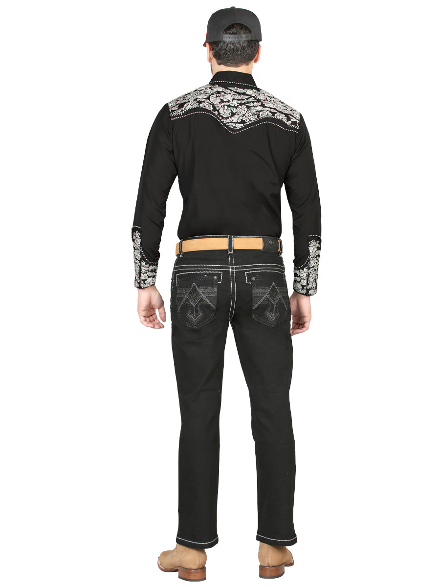 Pantalón de Mezclilla de Hombre Centenario Bootcut en Mezclilla Color Negro 44964