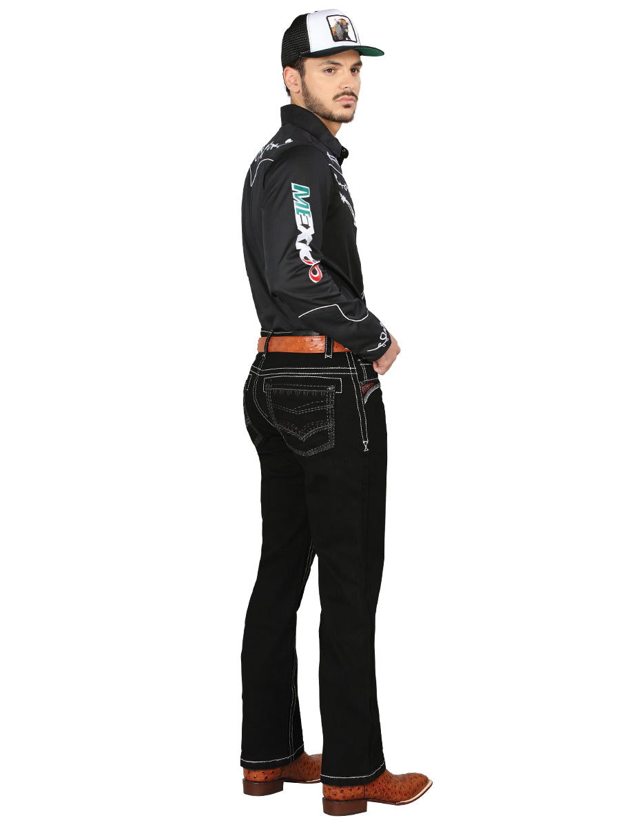 Pantalón de Mezclilla de Hombre Centenario Bootcut en Mezclilla Color Negro 44966