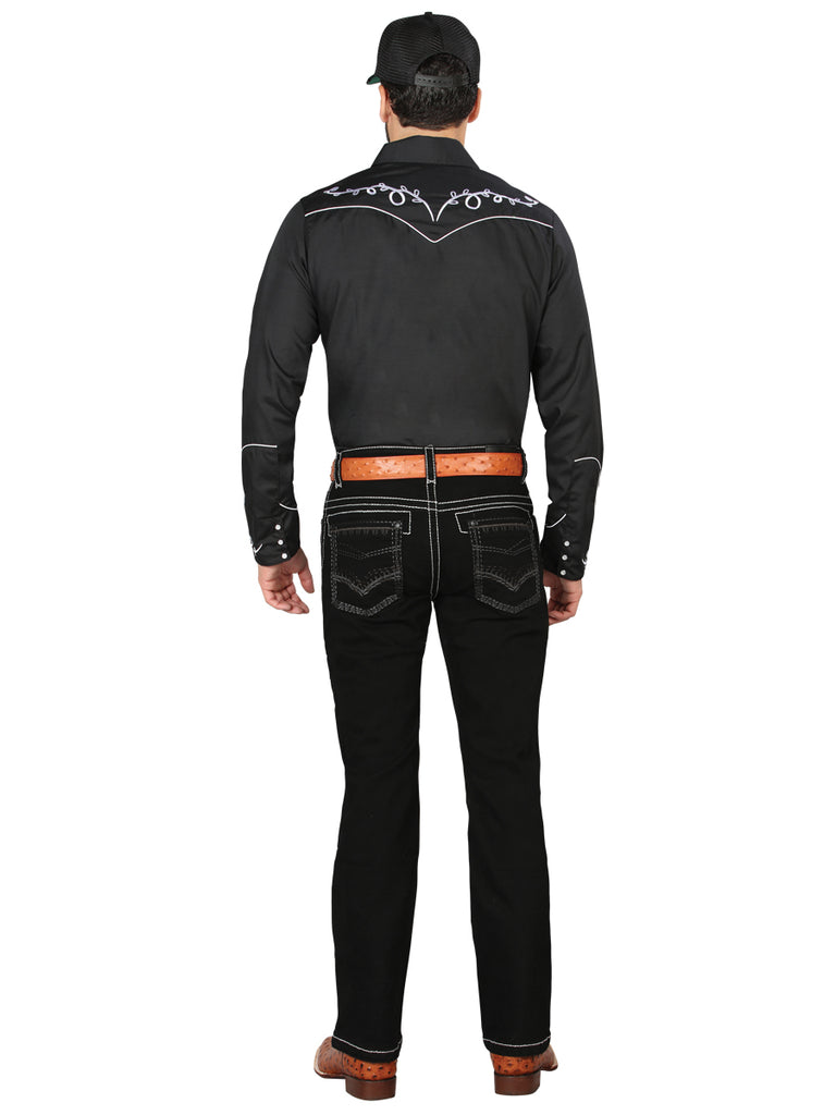 Pantalón de Mezclilla de Hombre Centenario Bootcut en Mezclilla Color Negro 44966