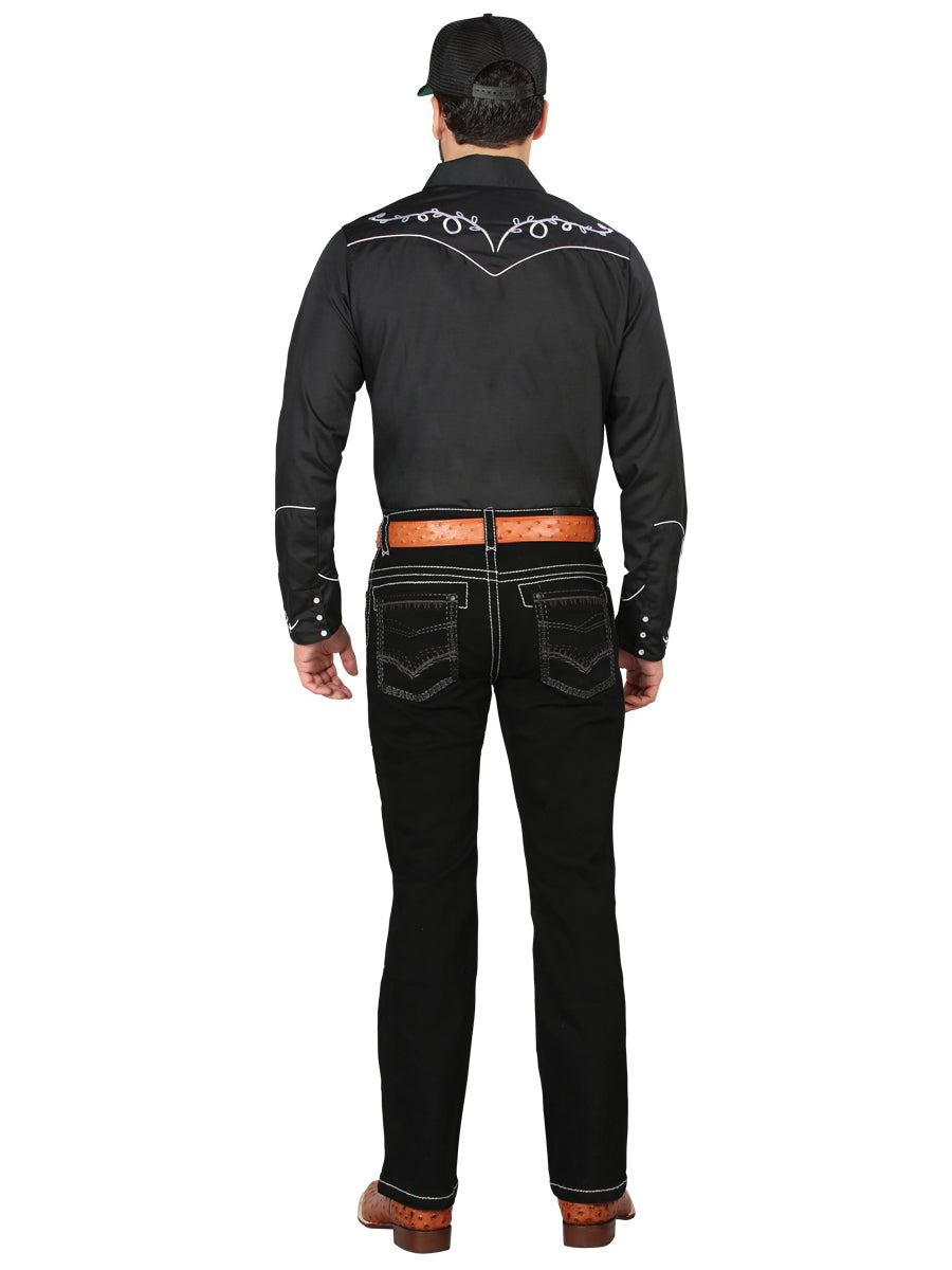Pantalón de Mezclilla de Hombre Centenario Bootcut en Mezclilla Color Negro 44966