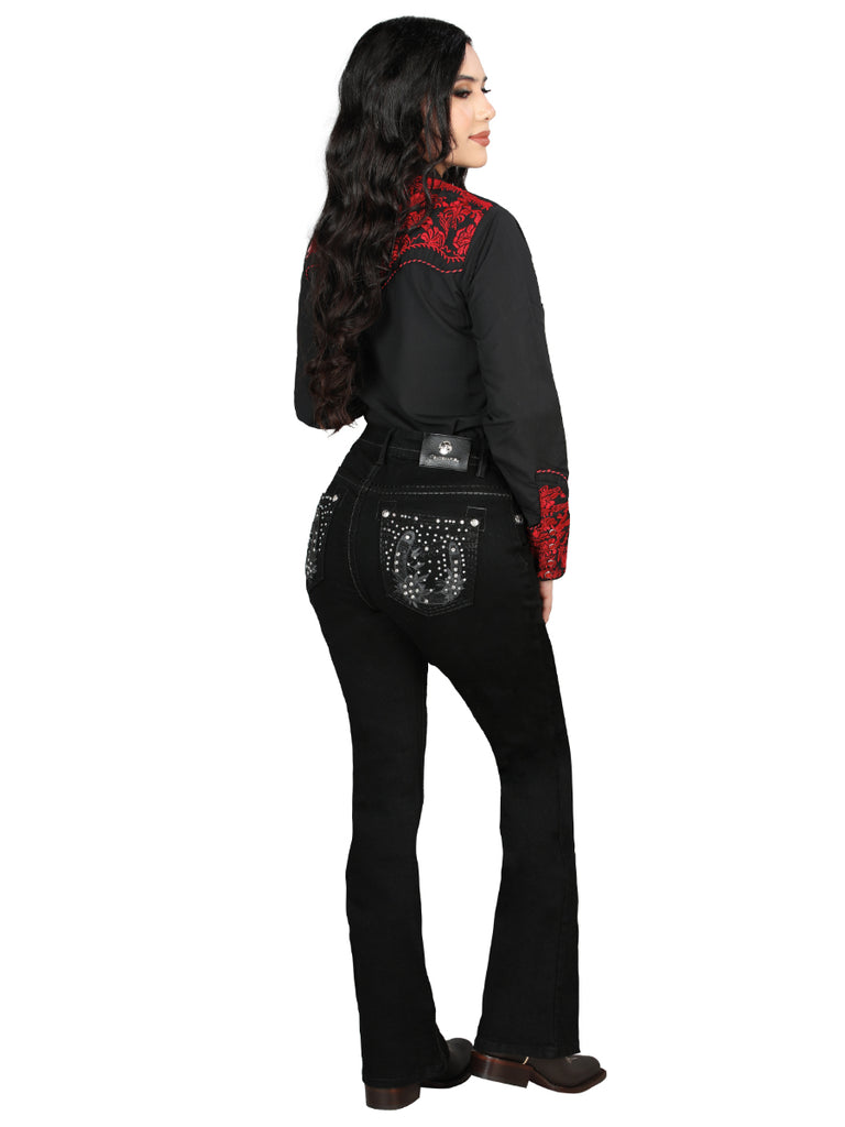 Pantalón de Mezclilla de Mujer Centenario Bootcut en Mezclilla Color Negro 45026