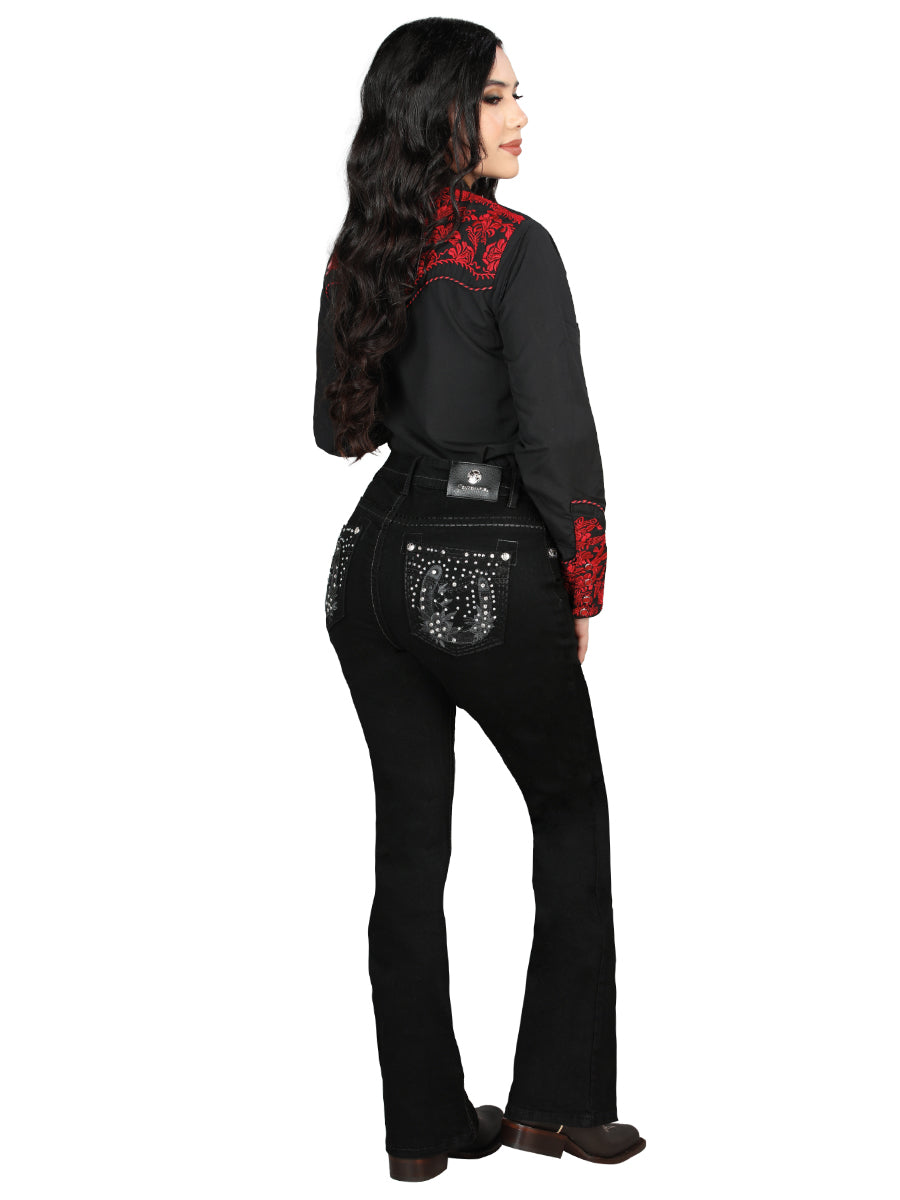 Pantalón de Mezclilla de Mujer Centenario Bootcut en Mezclilla Color Negro 45026