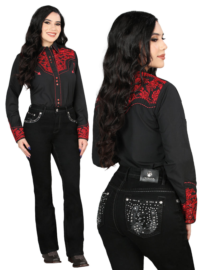 Pantalón de Mezclilla de Mujer Centenario Bootcut en Mezclilla Color Negro 45026