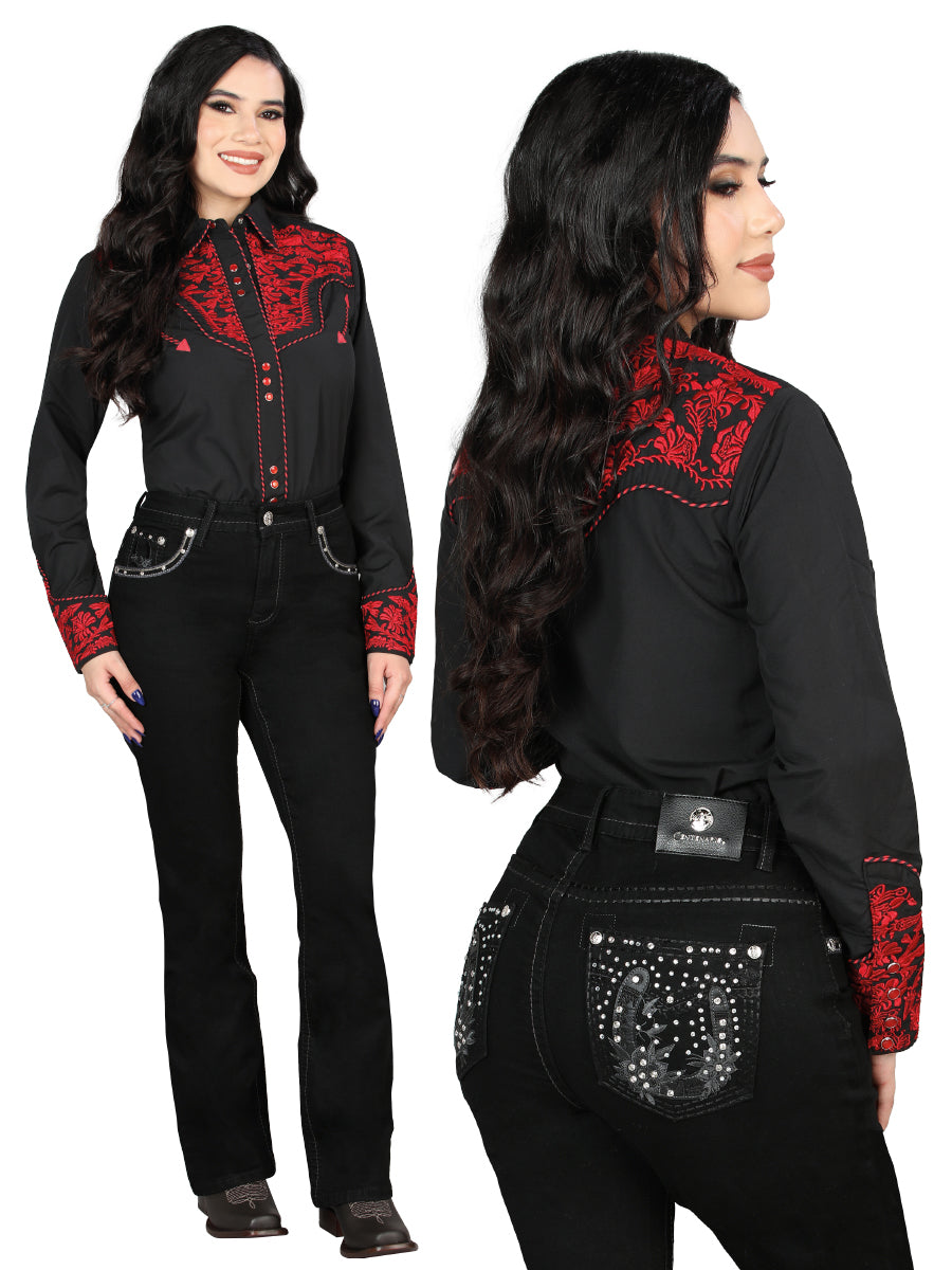 Pantalón de Mezclilla de Mujer Centenario Bootcut en Mezclilla Color Negro 45026